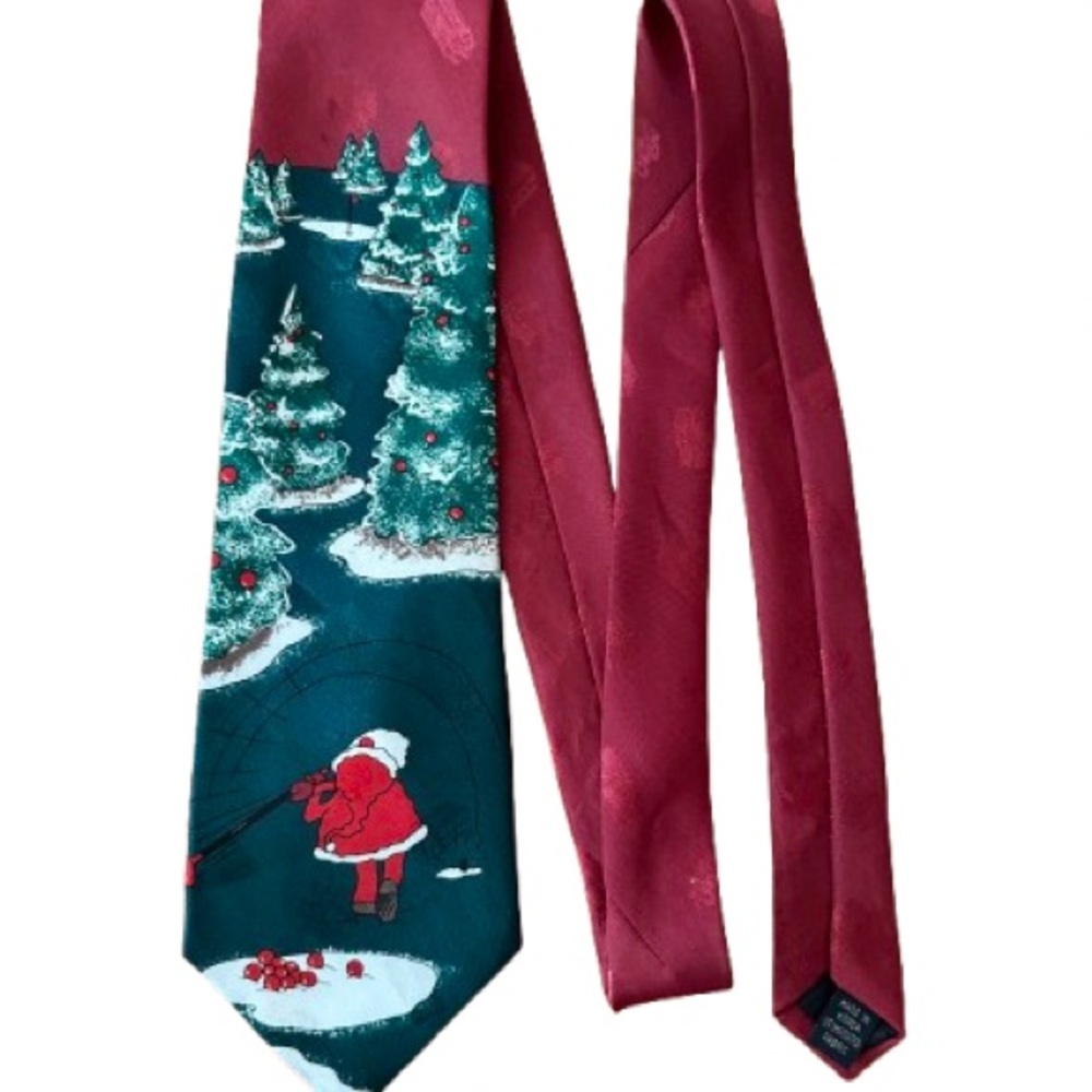 Santa Golfing Mens Necktie © Hallmark Licensing "Happy Holidays" MMG Corp